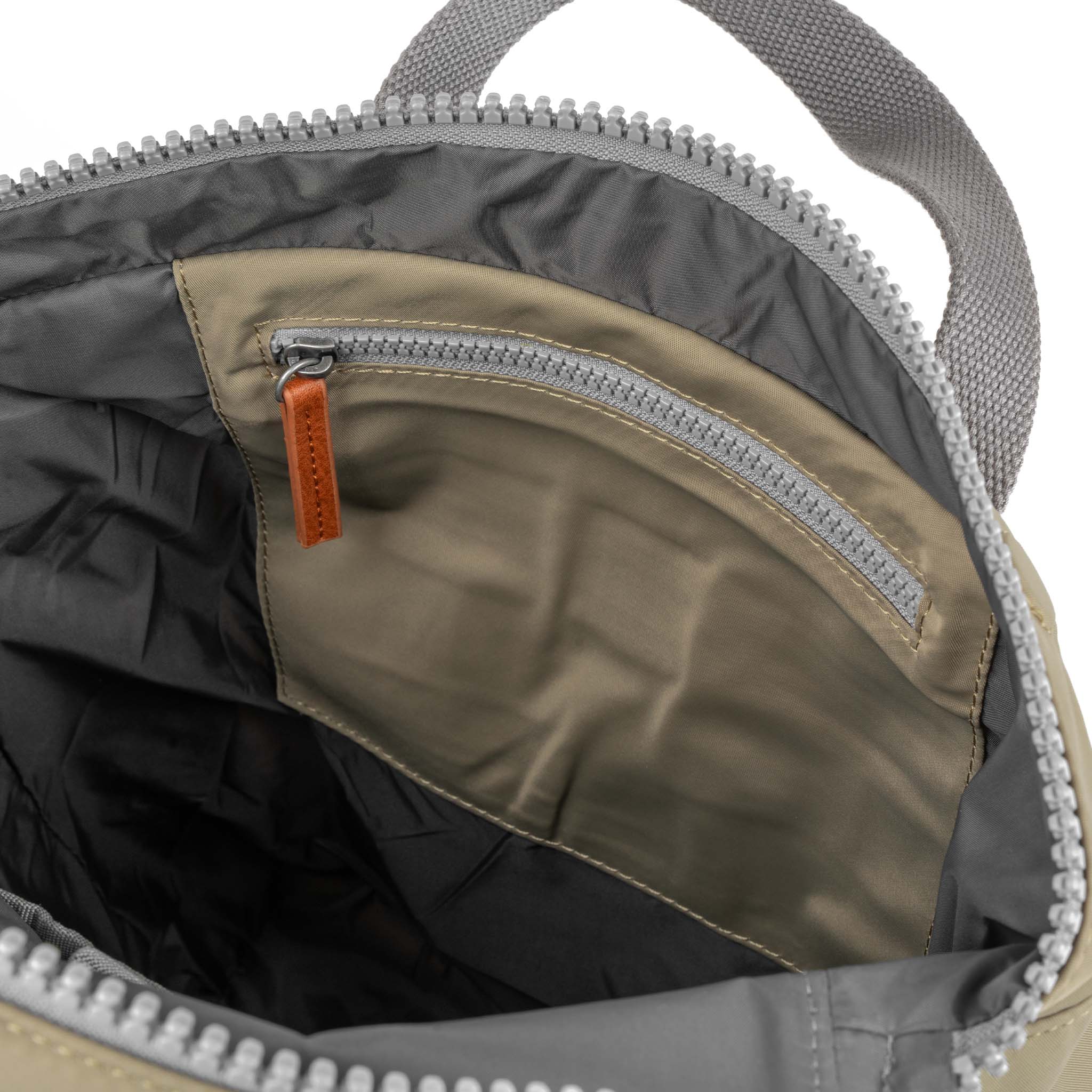 Roka London Canfield B Sustainable Nylon Rucksack, Taupe - Image 7