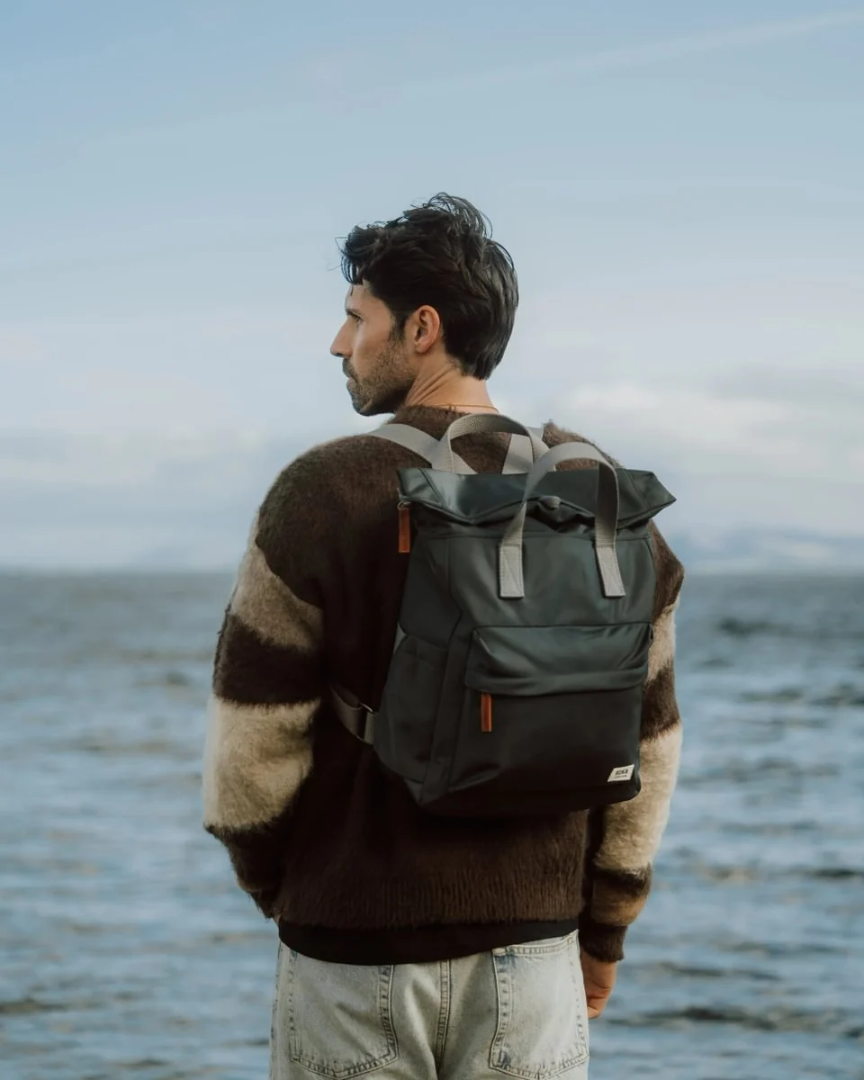 Roka London Canfield B Sustainable Nylon Rucksack, Thyme - Image 8