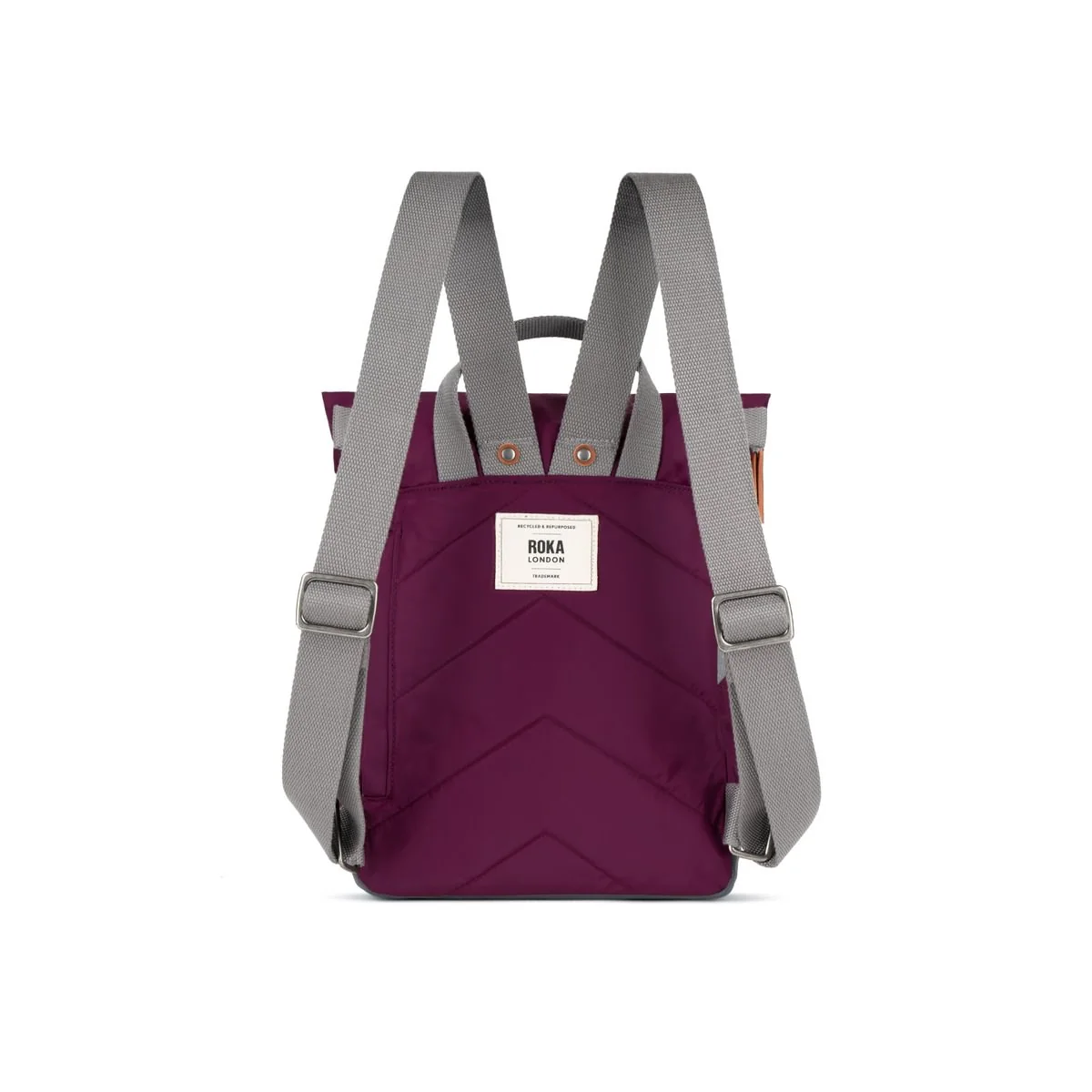Roka London Canfield B Small Sustainable Nylon Rucksack, Royal Burgundy - Image 3