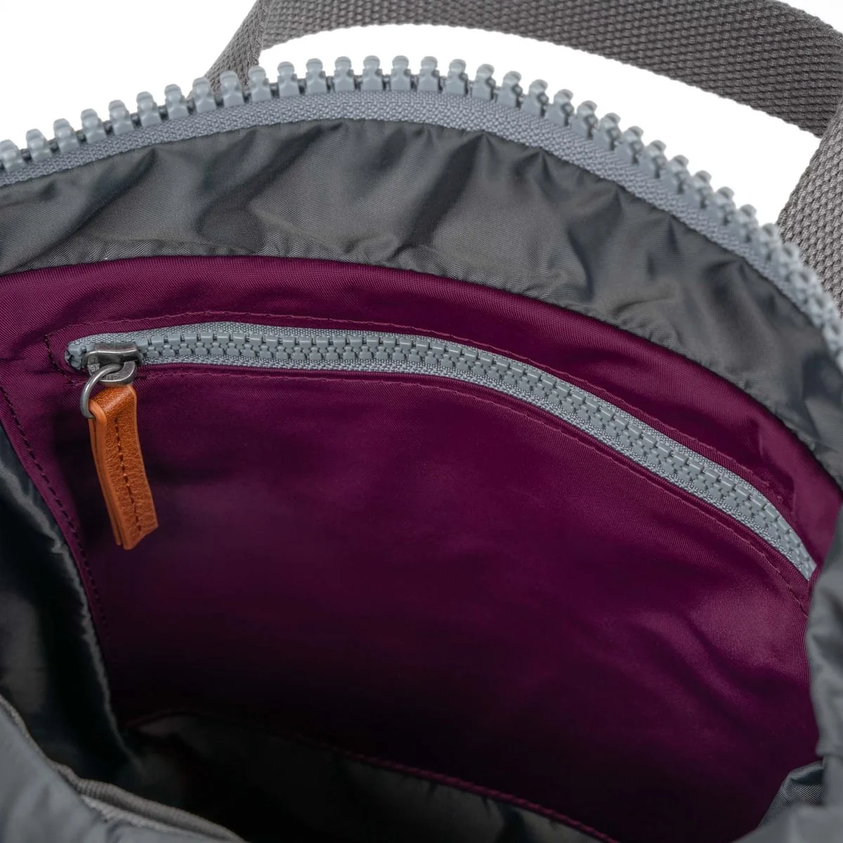 Roka London Canfield B Small Sustainable Nylon Rucksack, Royal Burgundy - Image 5
