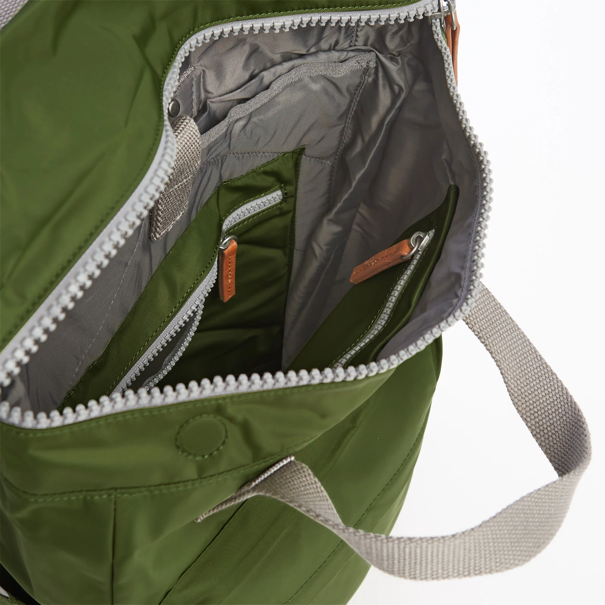 Roka London Canfield B Sustainable Nylon Rucksack, Avocado - Image 5