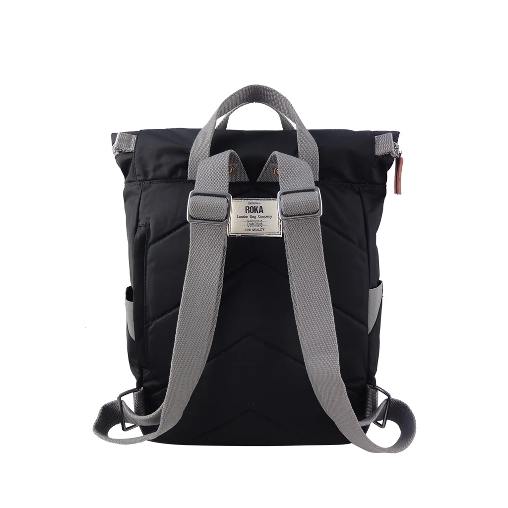 Roka London Canfield B Sustainable Nylon Rucksack, Black - Image 3