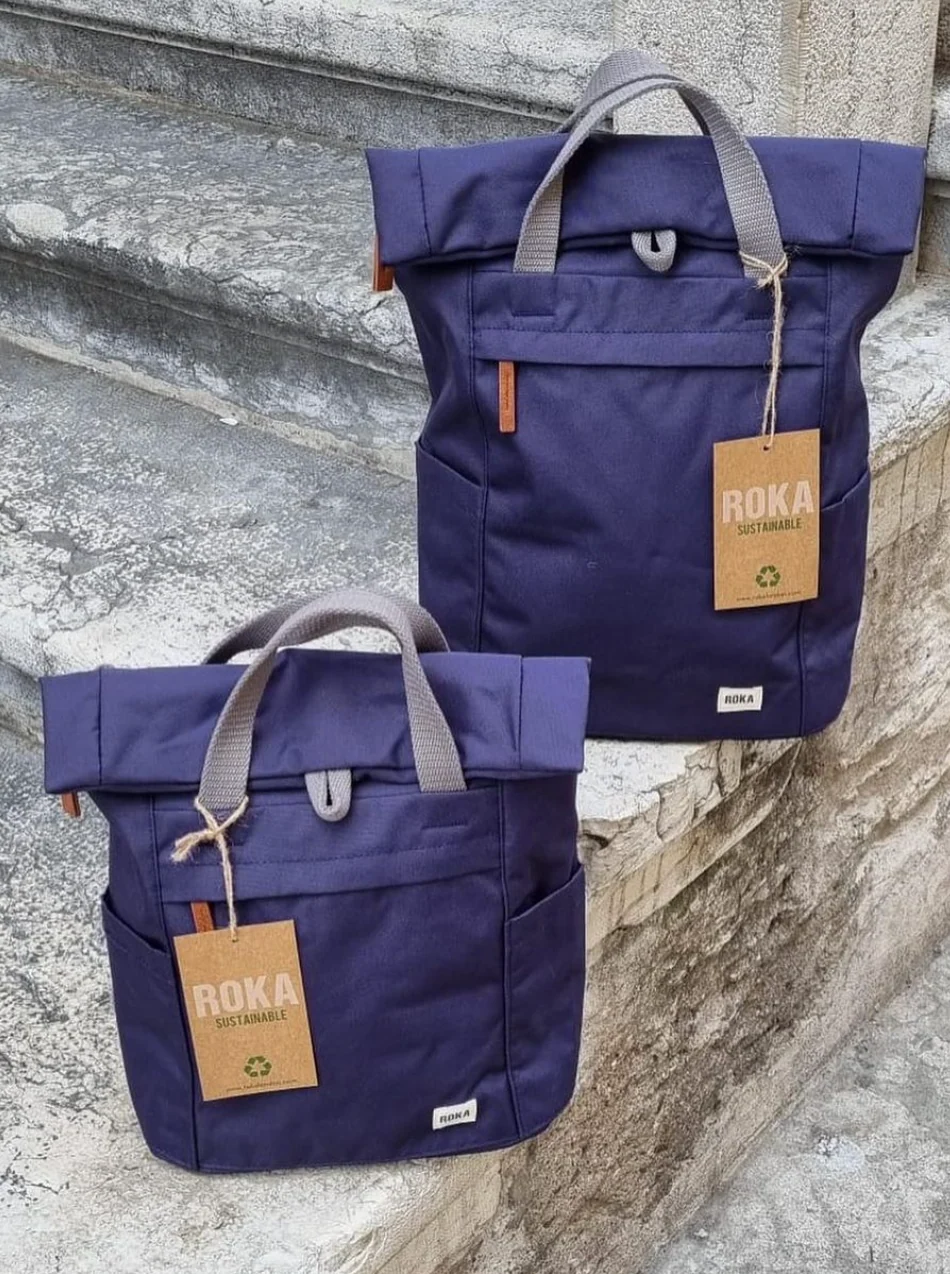 Roka London Canfield B Sustainable Nylon Rucksack, Midnight - Image 7