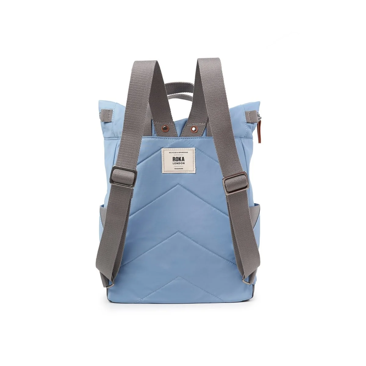 Roka London Canfield B Sustainable Nylon Rucksack, Retro Blue - Image 3