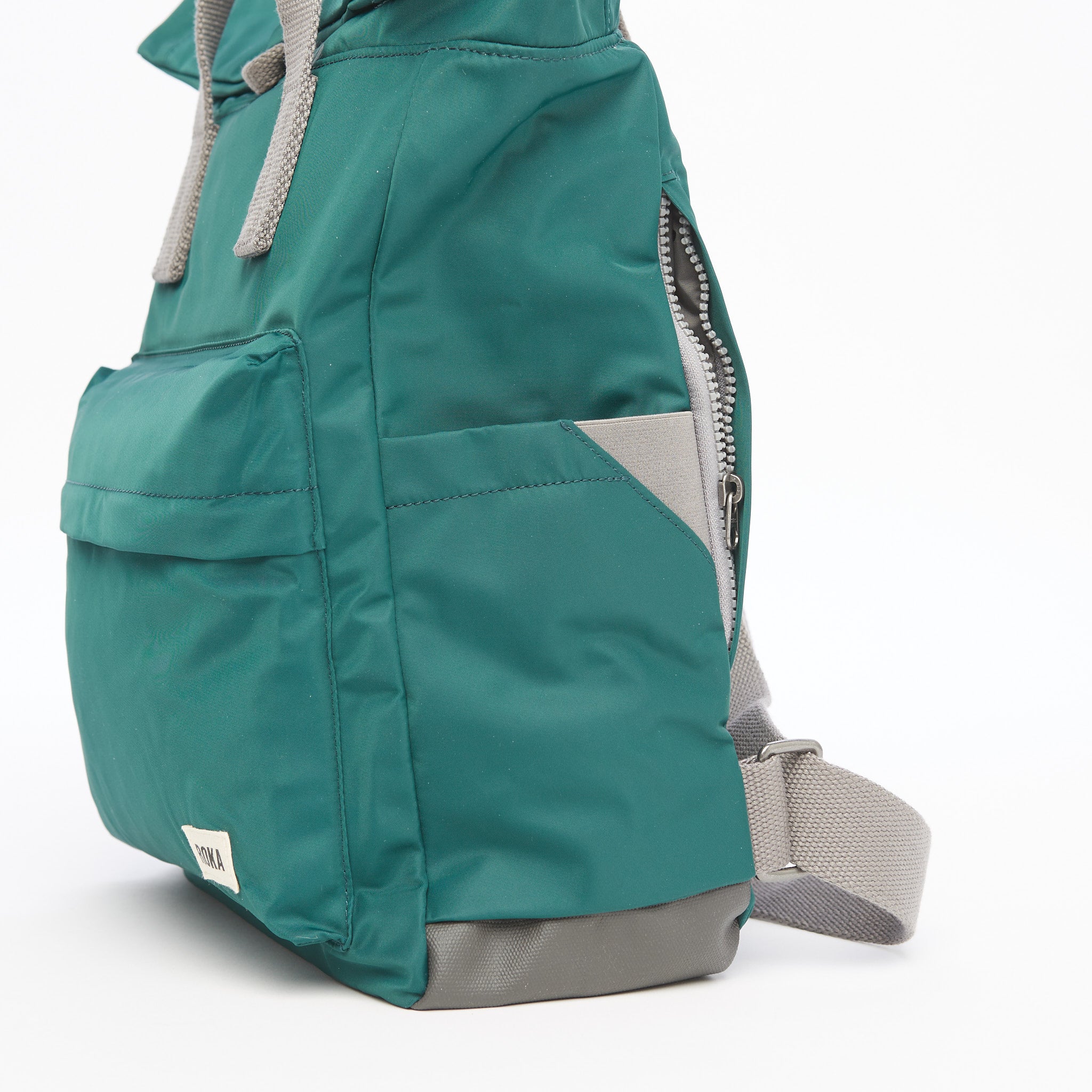 Roka London Canfield B Sustainable Nylon Rucksack, Teal - Image 4