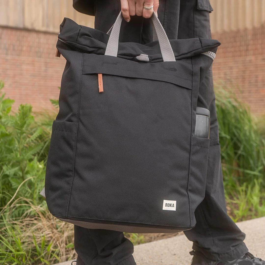 Roka London Finchley Sustainable Canvas Rucksack, Ash - Image 12