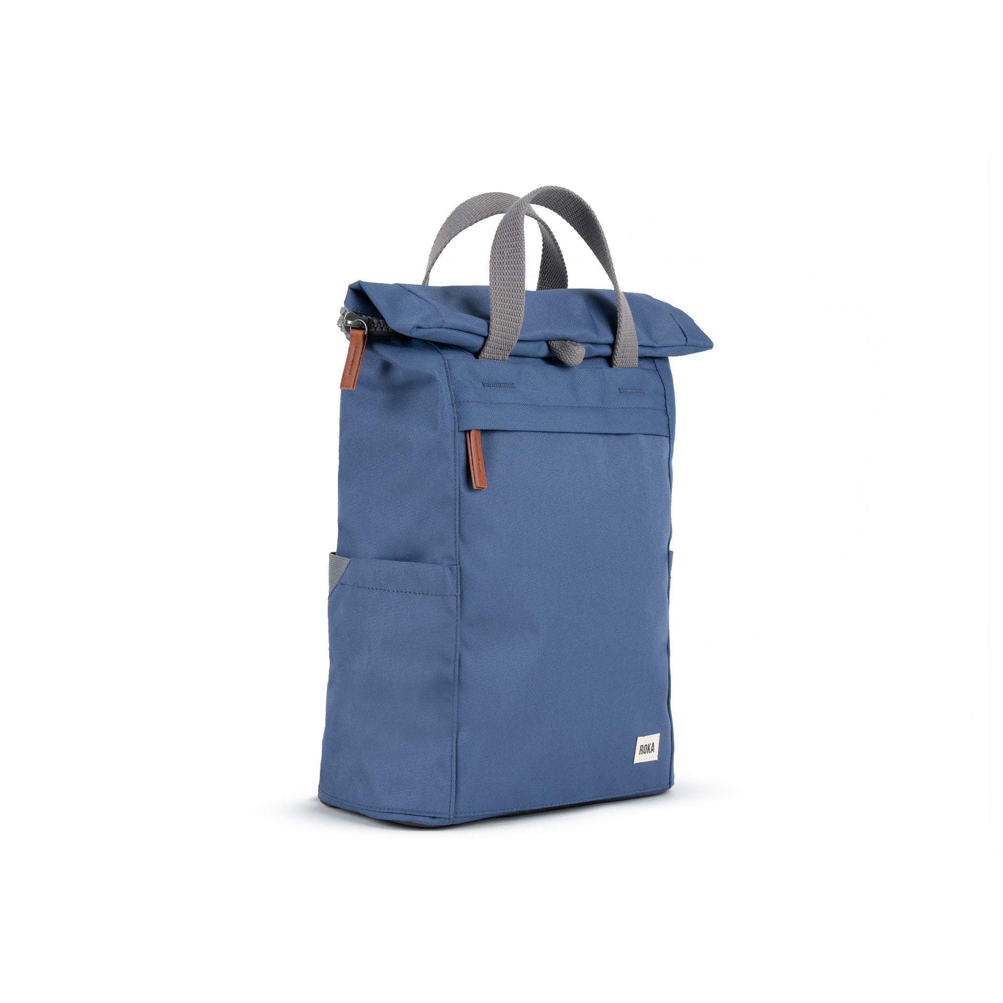 Roka London Finchley Sustainable Canvas Rucksack, Burnt Blue - Image 2