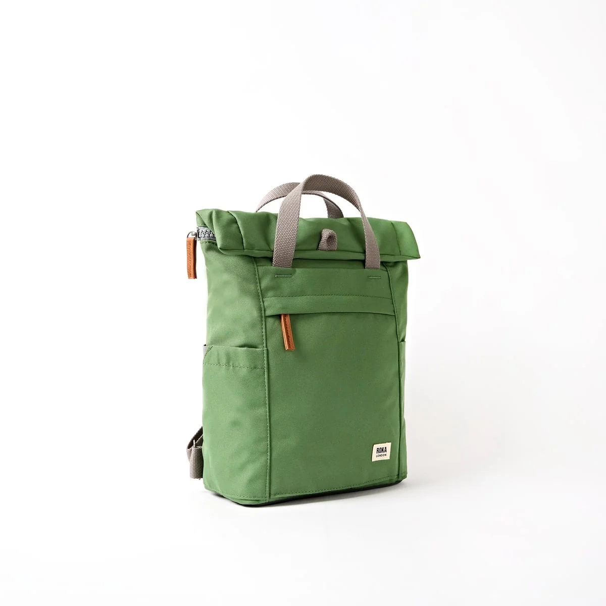 Roka London Finchley Small Sustainable Canvas Rucksack, Artichoke - Image 2
