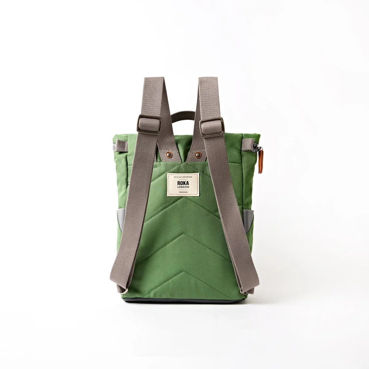 Roka London Finchley Small Sustainable Canvas Rucksack, Artichoke - Image 3