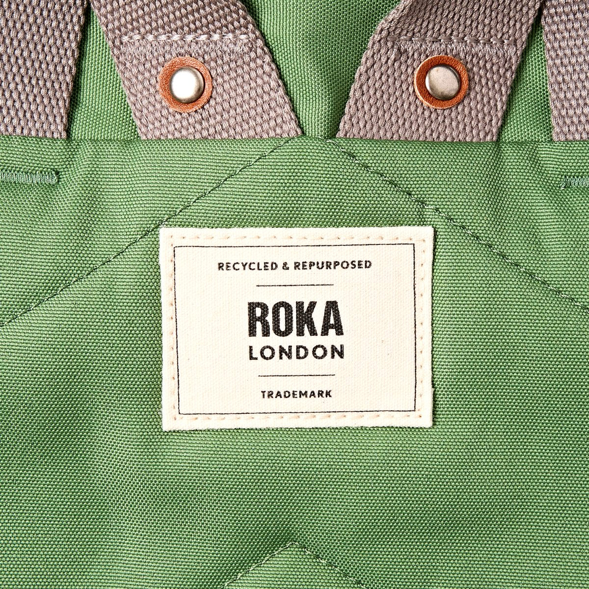 Roka London Finchley Small Sustainable Canvas Rucksack, Artichoke - Image 4