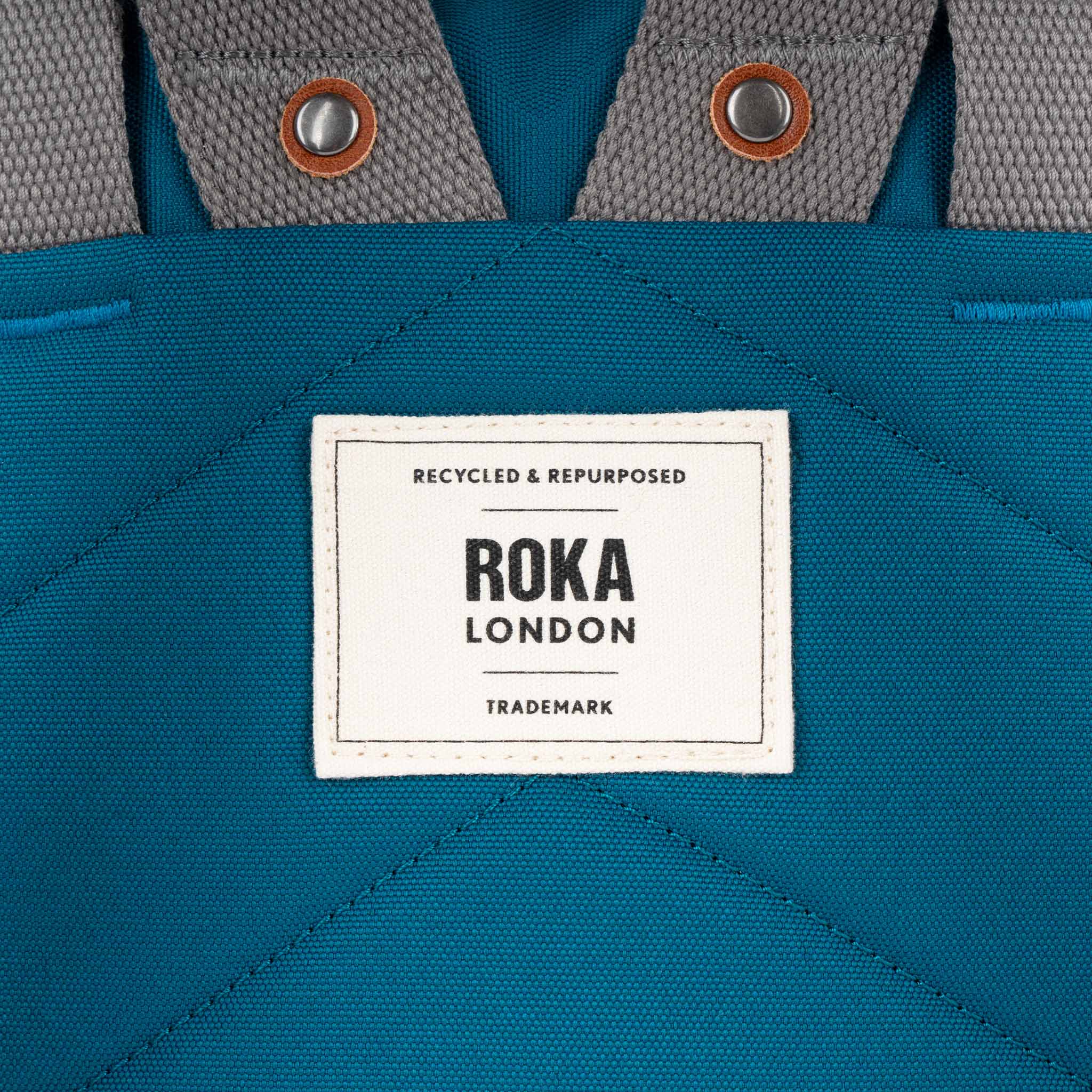 Roka London Finchley Small Sustainable Canvas Rucksack, Sapphire - Image 7