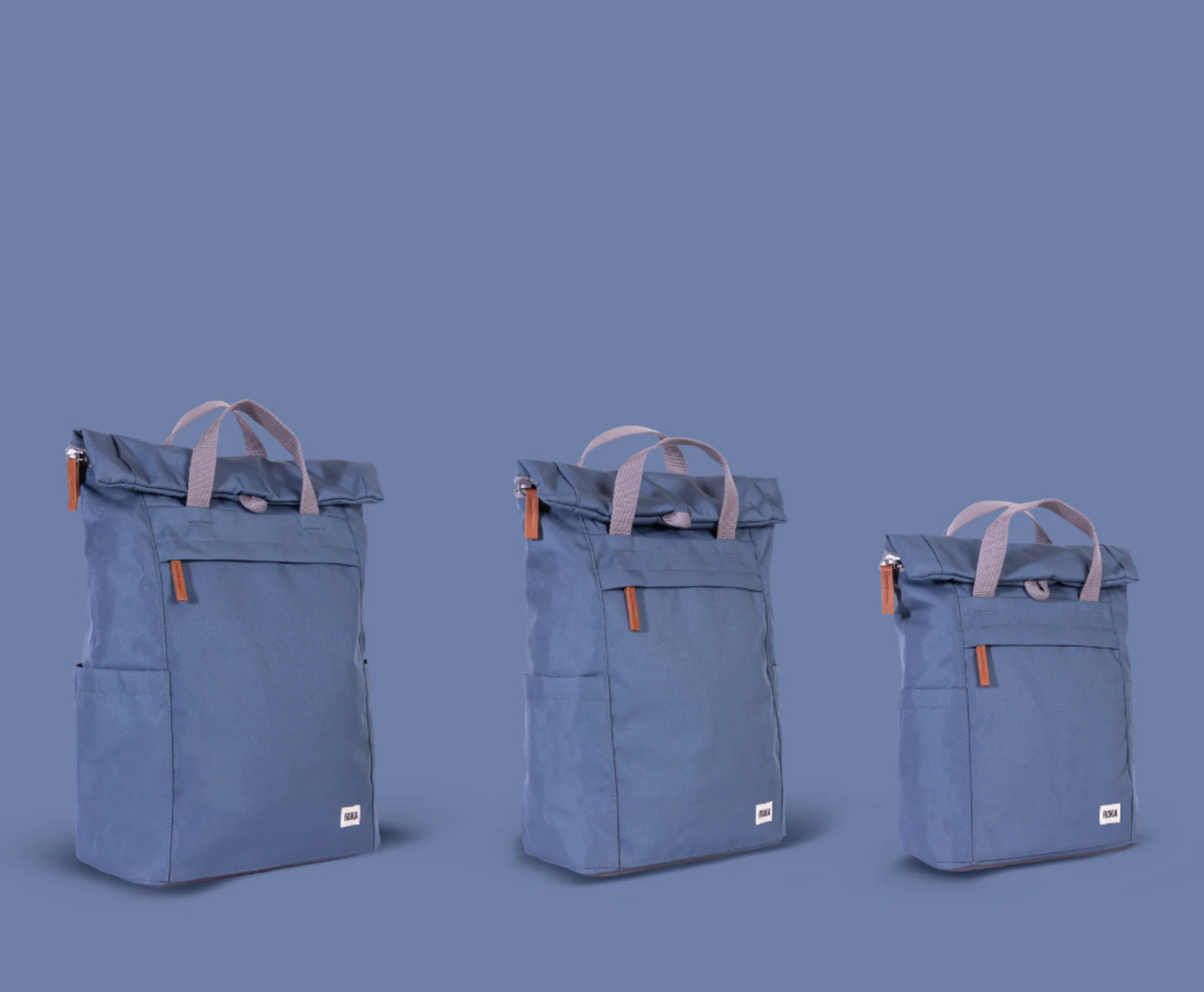 Roka London Finchley Sustainable Canvas Rucksack, Airforce - Image 12
