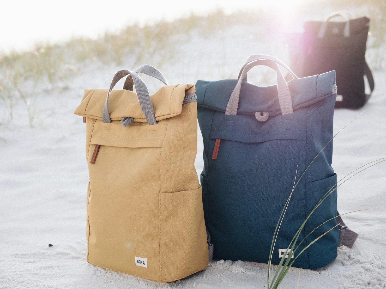 Roka London Finchley Sustainable Canvas Rucksack, Airforce - Image 16