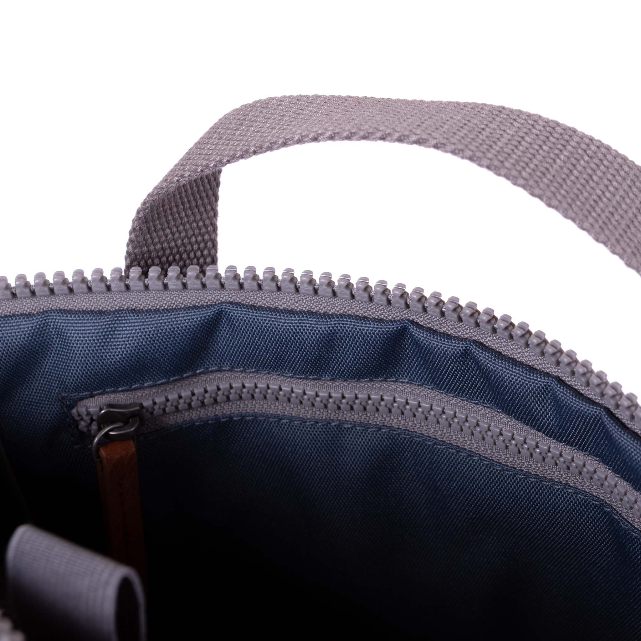 Roka London Finchley Sustainable Canvas Rucksack, Airforce - Image 6