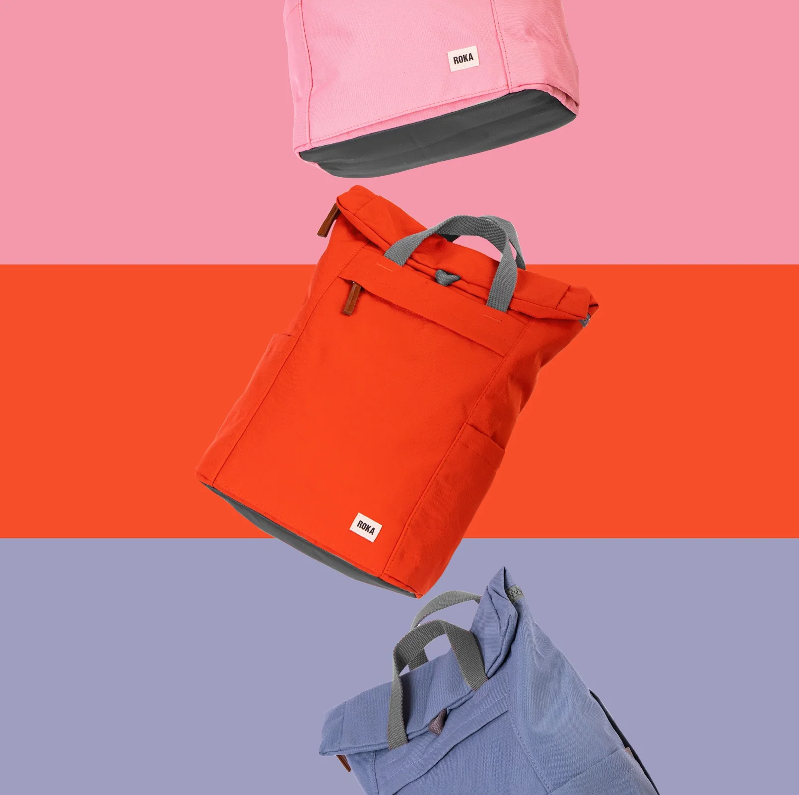 Roka London Finchley Sustainable Canvas Rucksack, Atomic Orange - Image 13