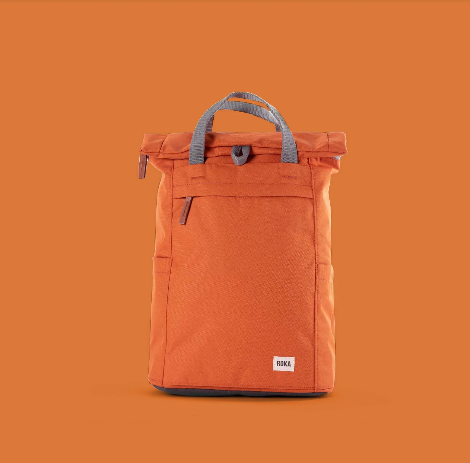 Roka London Finchley Sustainable Canvas Rucksack, Atomic Orange - Image 8