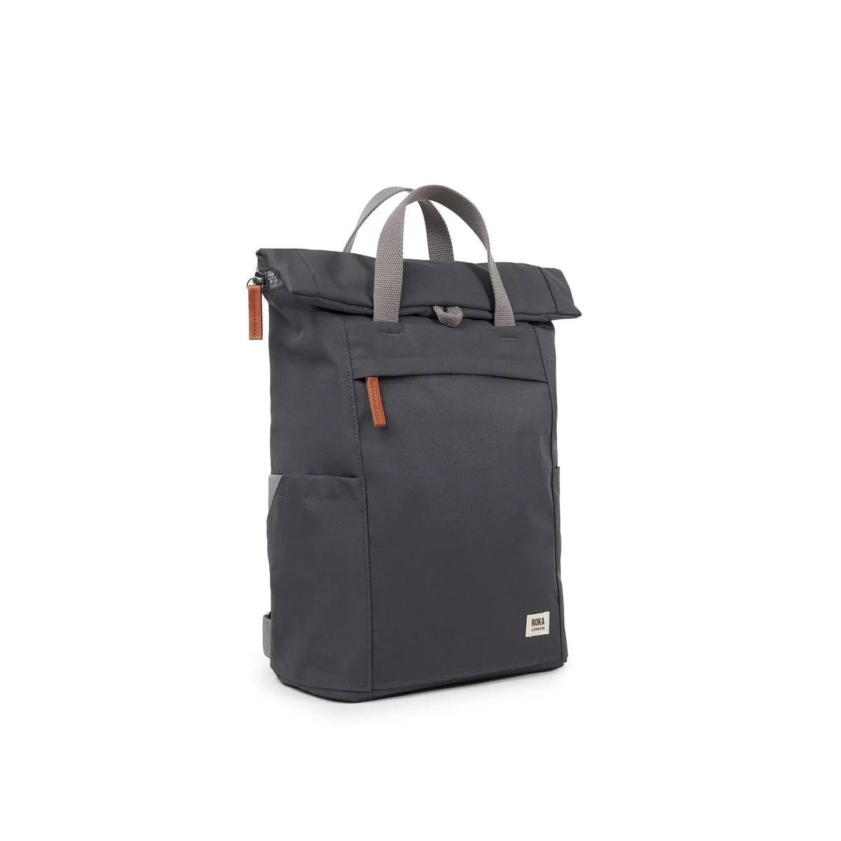 Roka London Finchley Sustainable Canvas Rucksack, Faded Black - Image 2