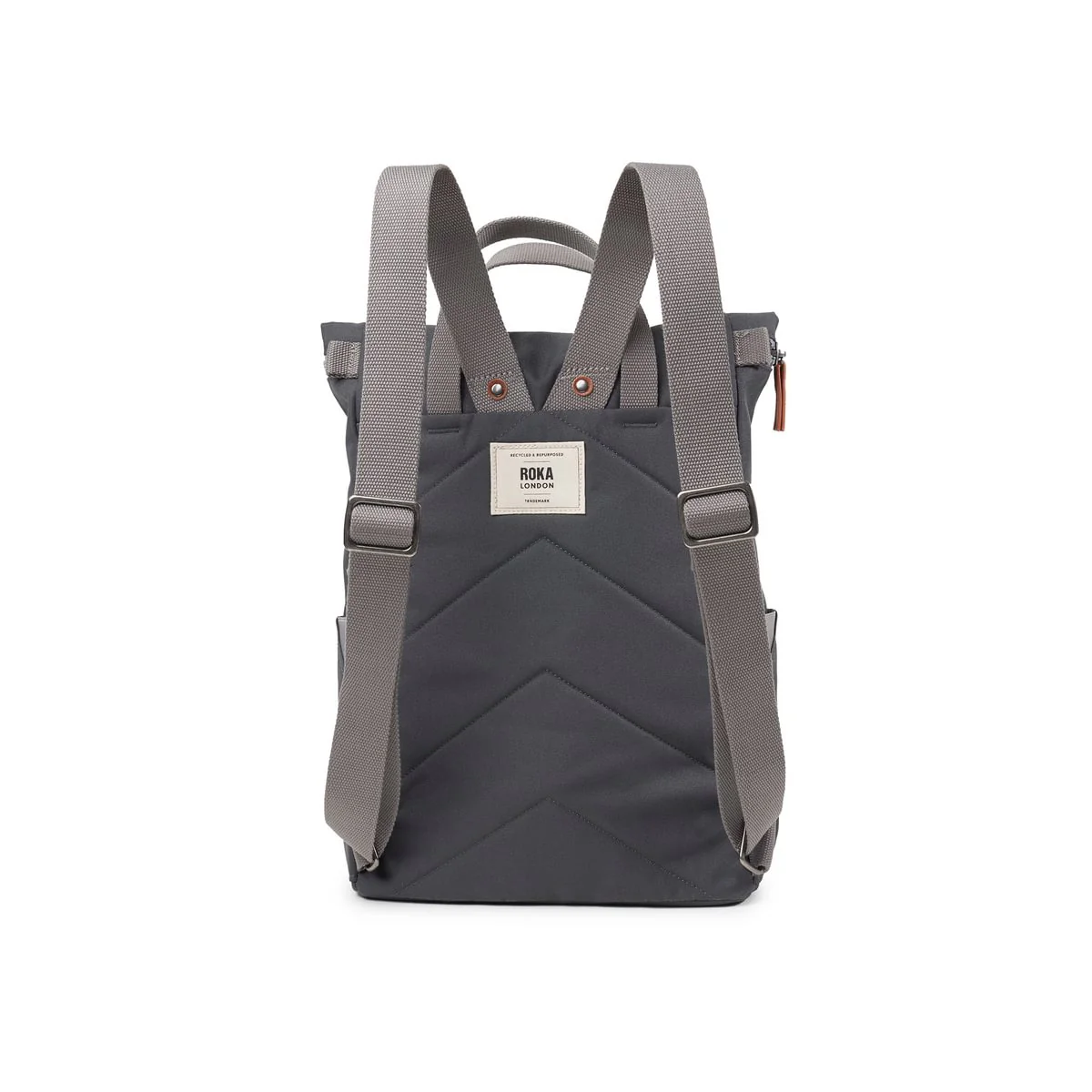 Roka London Finchley Sustainable Canvas Rucksack, Faded Black - Image 3