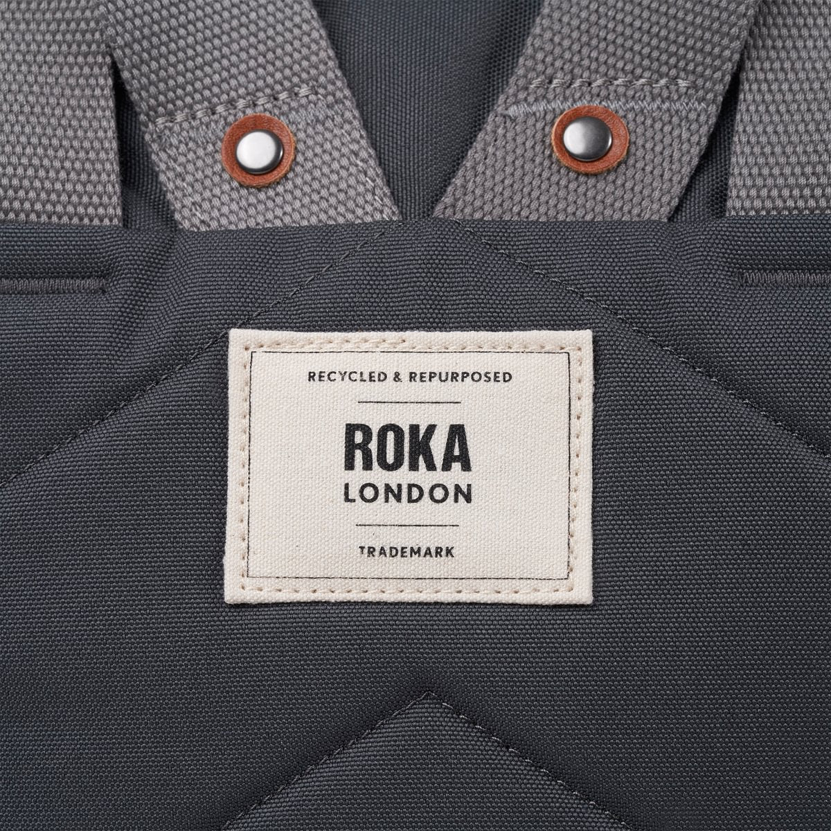 Roka London Finchley Sustainable Canvas Rucksack, Faded Black - Image 7