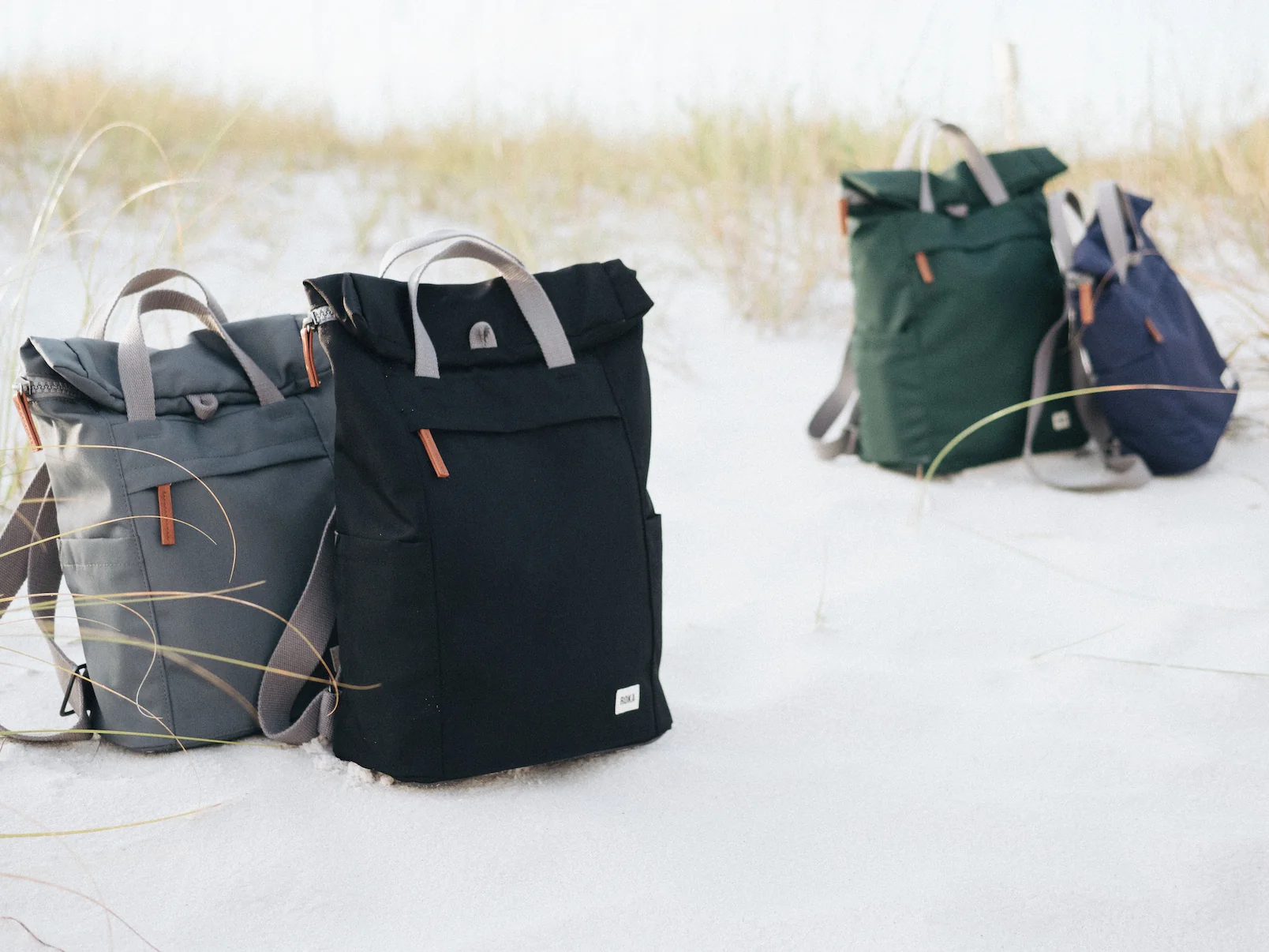 Roka London Finchley Rucksack, Forest (Sustainable Canvas) - Image 10