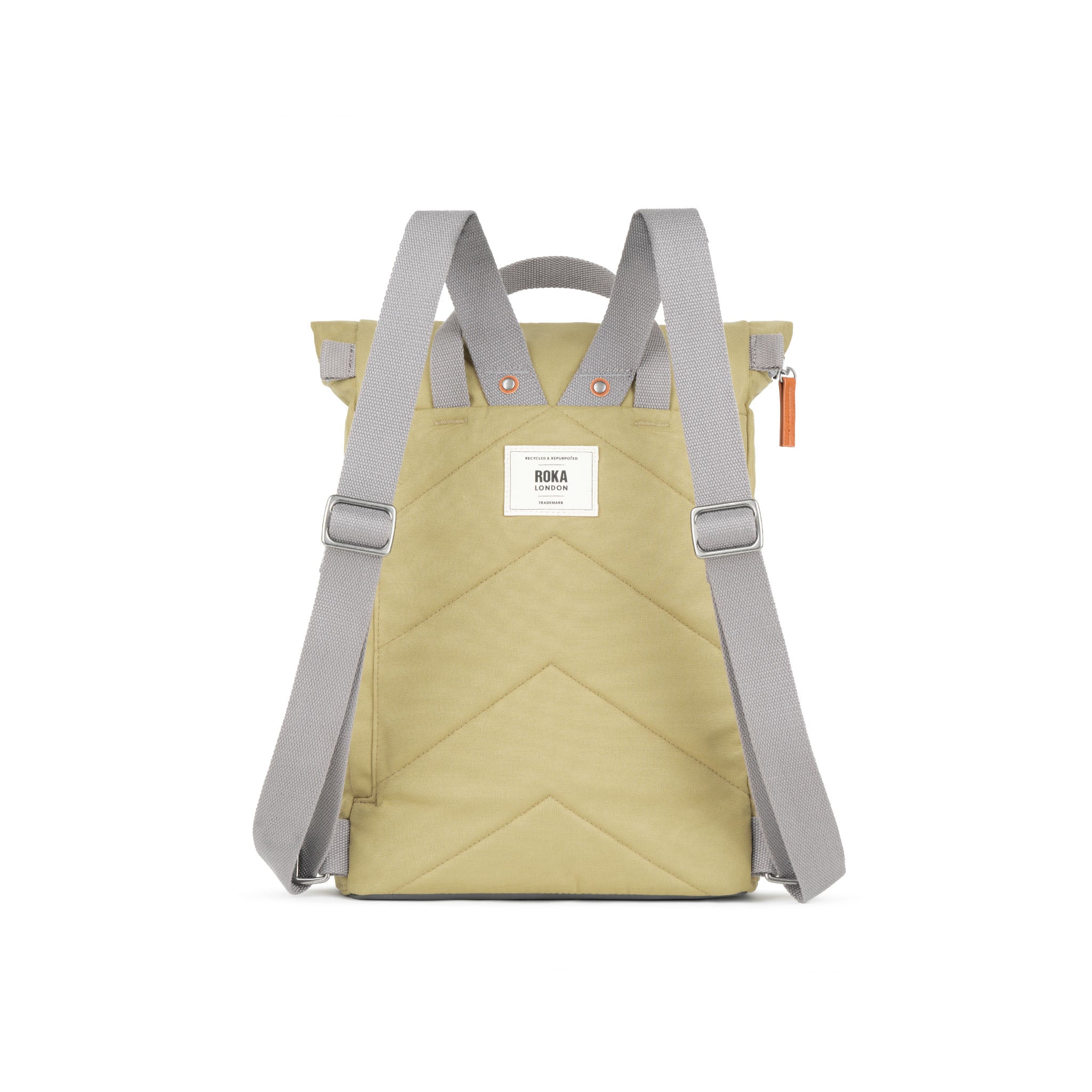 Roka London Finchley Sustainable Canvas Rucksack, Khaki - Image 3