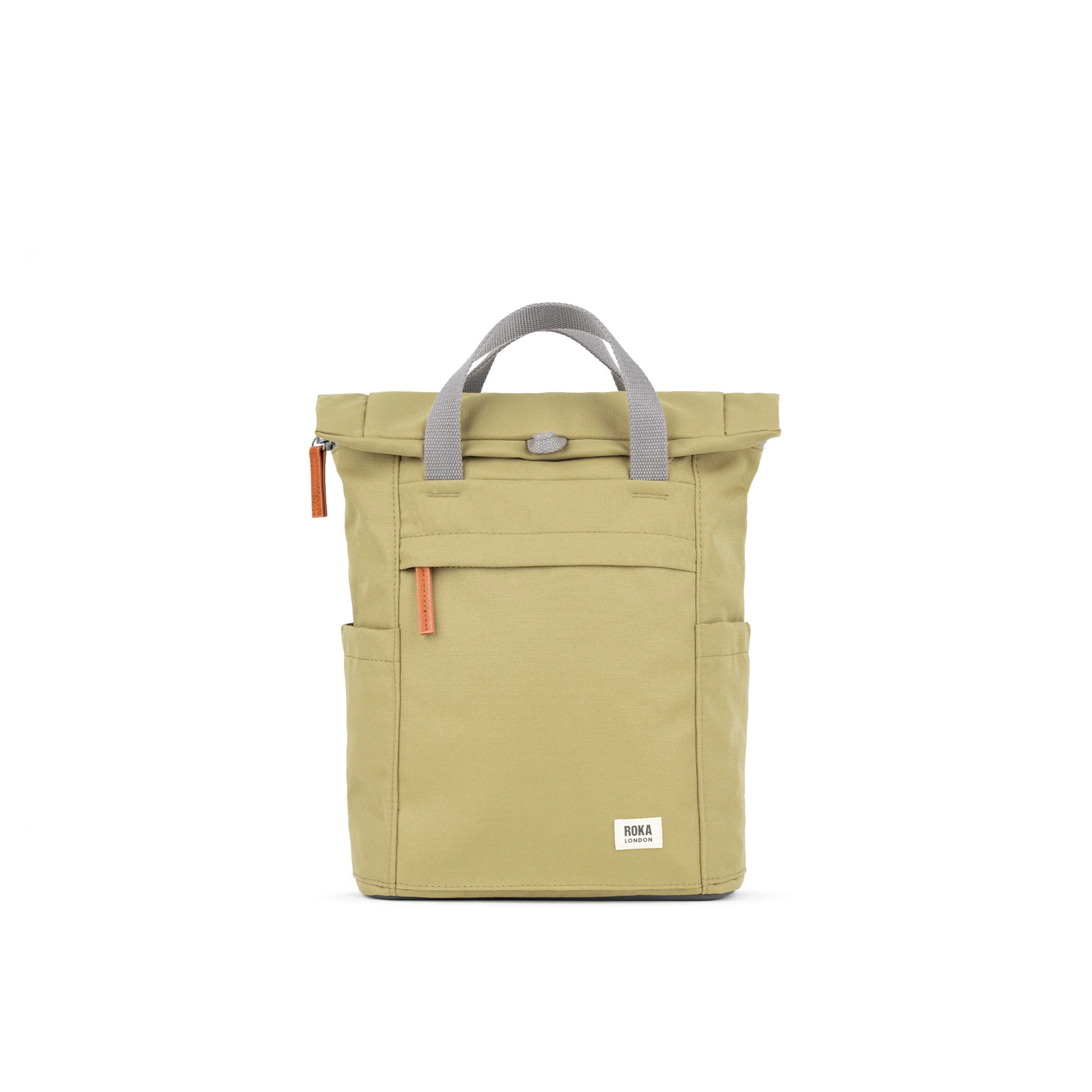 Roka London Finchley Sustainable Canvas Rucksack, Khaki - Image 9