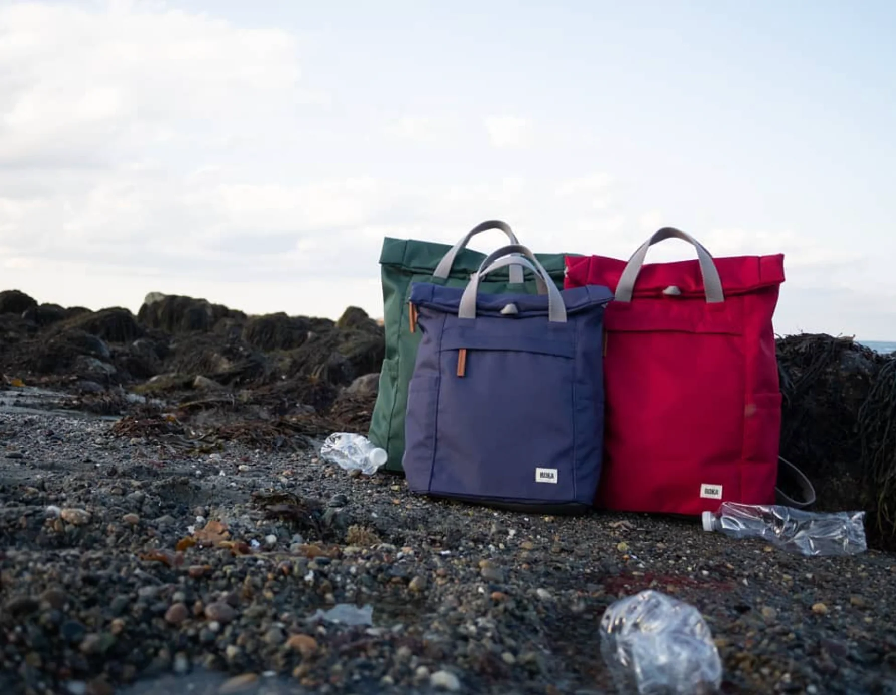 Roka London Finchley Sustainable Canvas Rucksack, Mars Red - Image 10