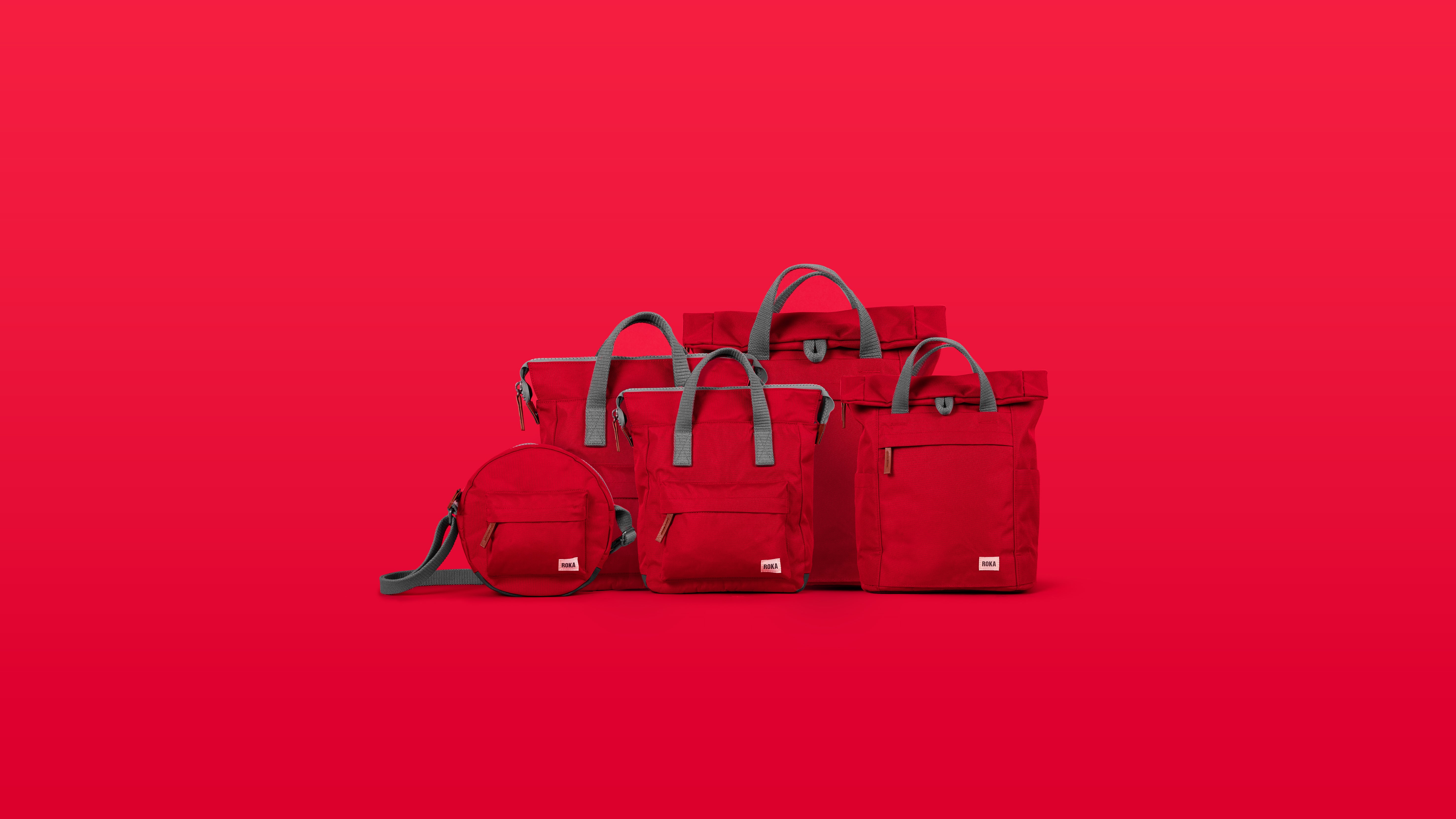 Roka London Finchley Sustainable Canvas Rucksack, Mars Red - Image 12