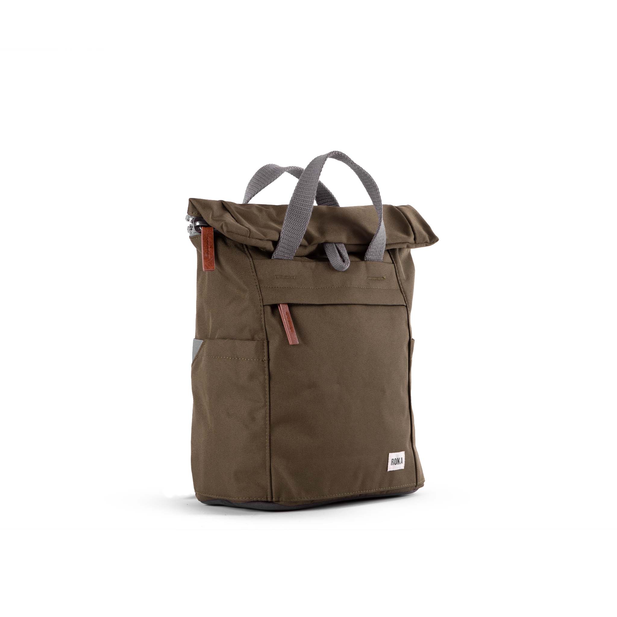 Roka London Finchley Sustainable Canvas Rucksack, Moss - Image 10