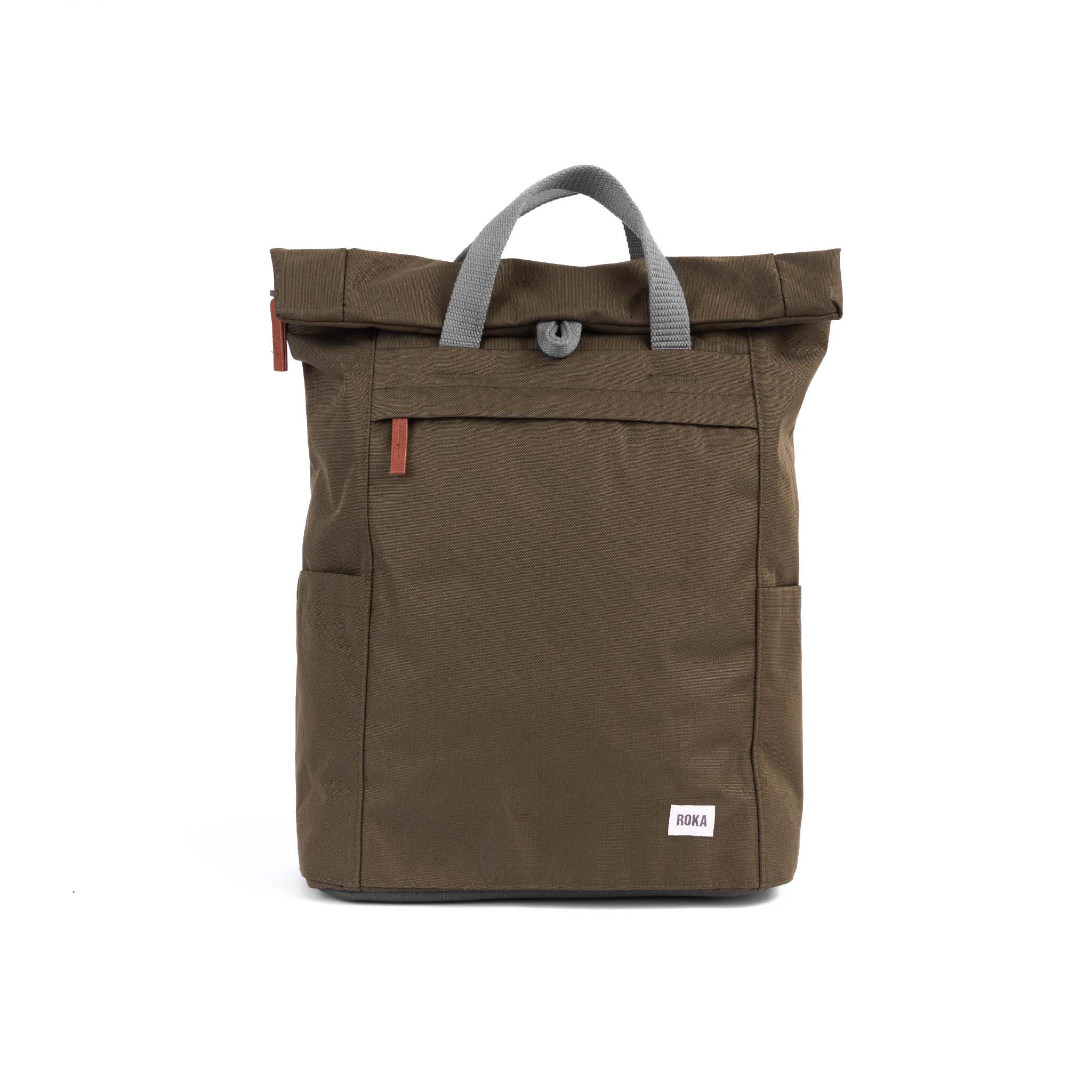 Roka London Finchley Sustainable Canvas Rucksack, Moss - Image 11