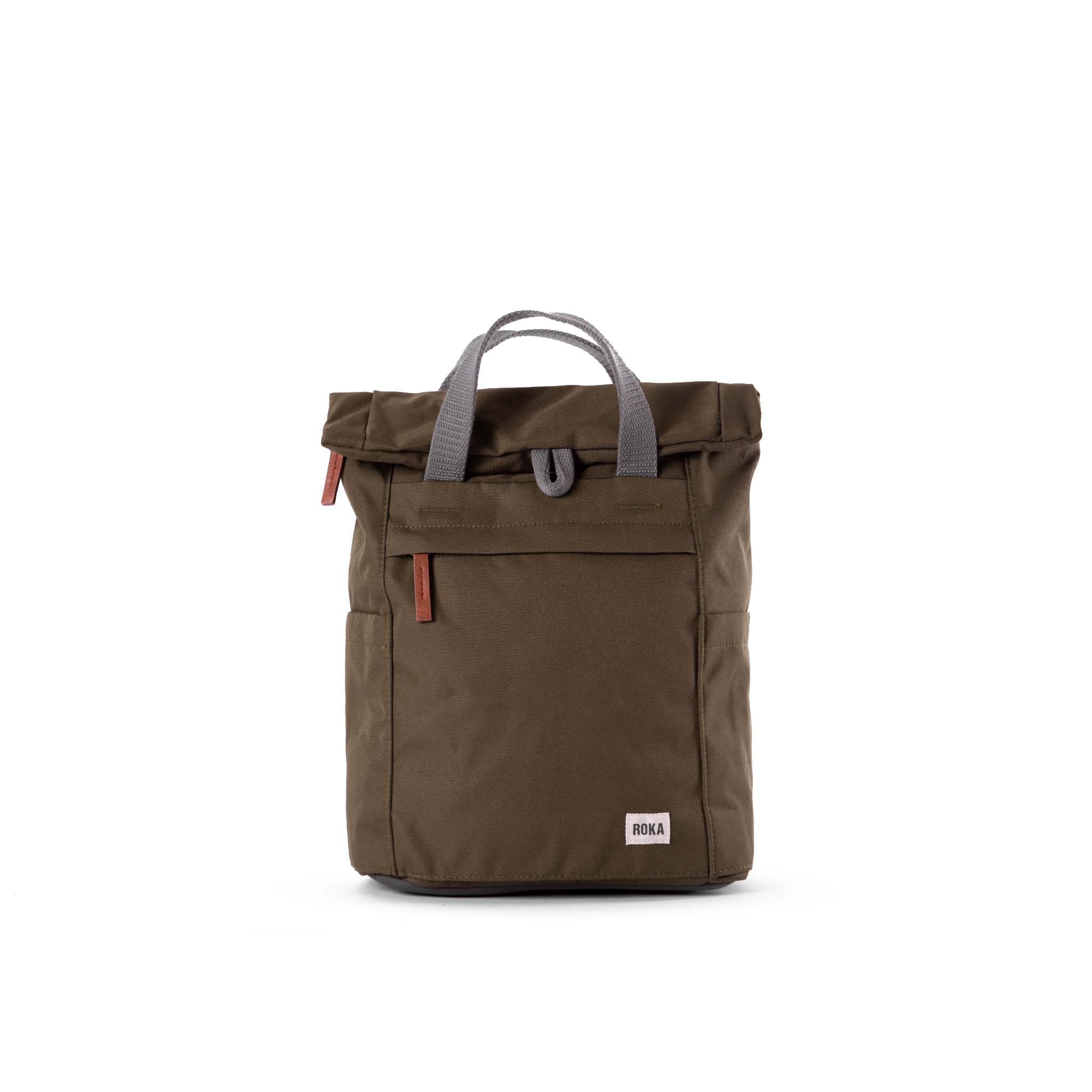 Roka London Finchley Sustainable Canvas Rucksack, Moss - Image 9