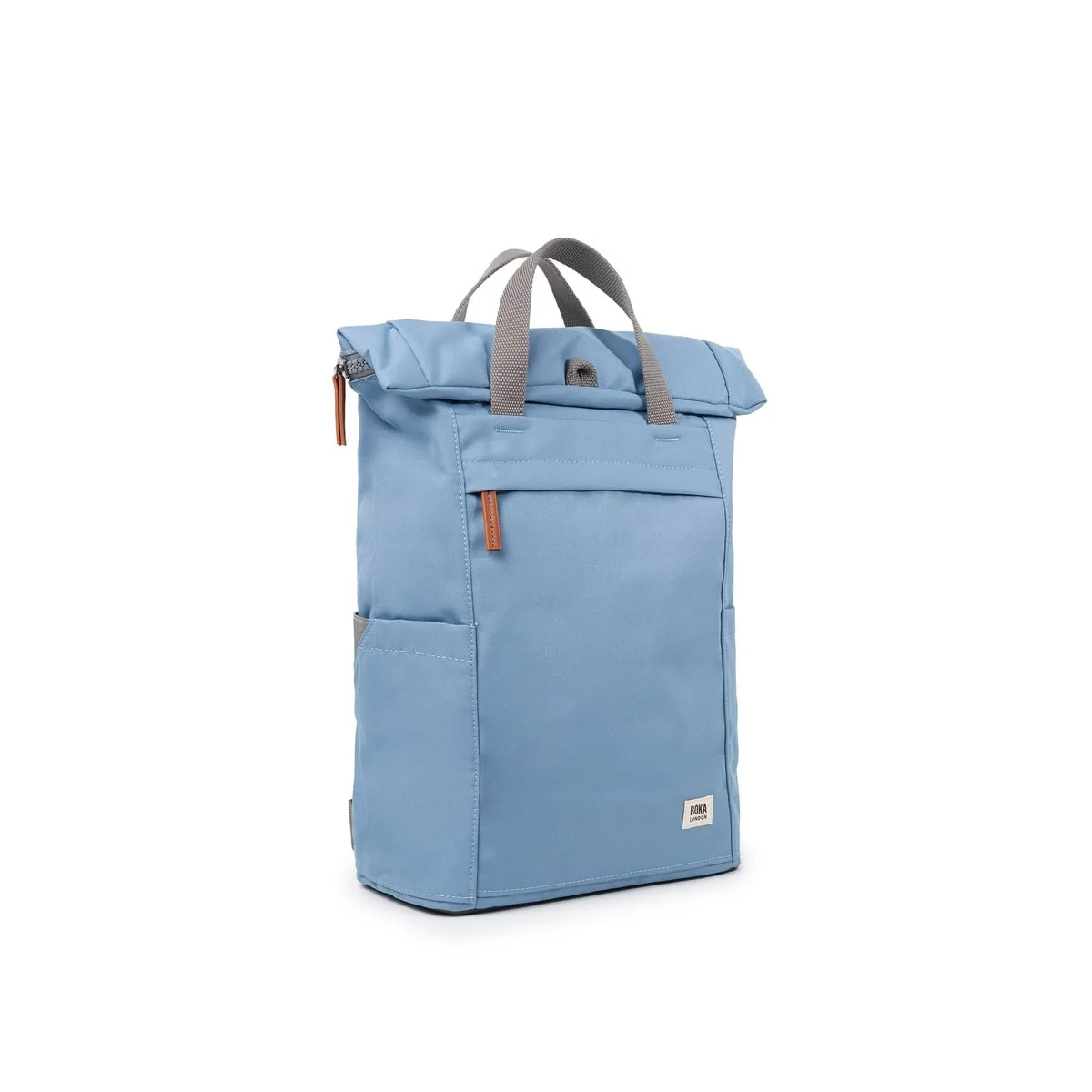 Roka London Finchley Sustainable Canvas Rucksack, Retro Blue - Image 2