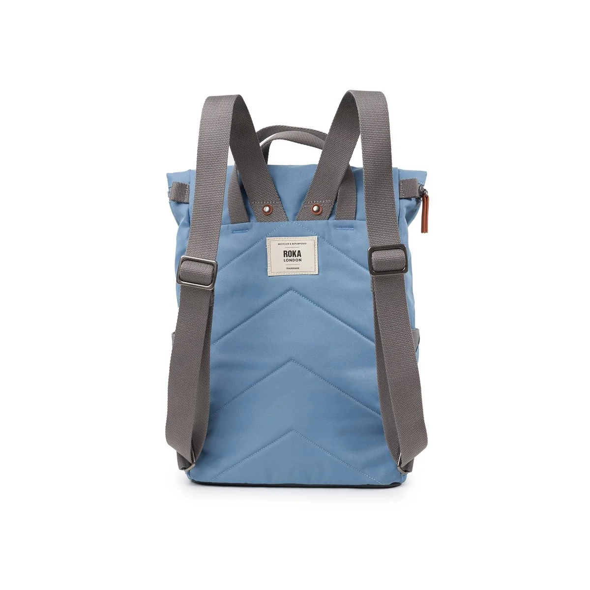 Roka London Finchley Sustainable Canvas Rucksack, Retro Blue - Image 3