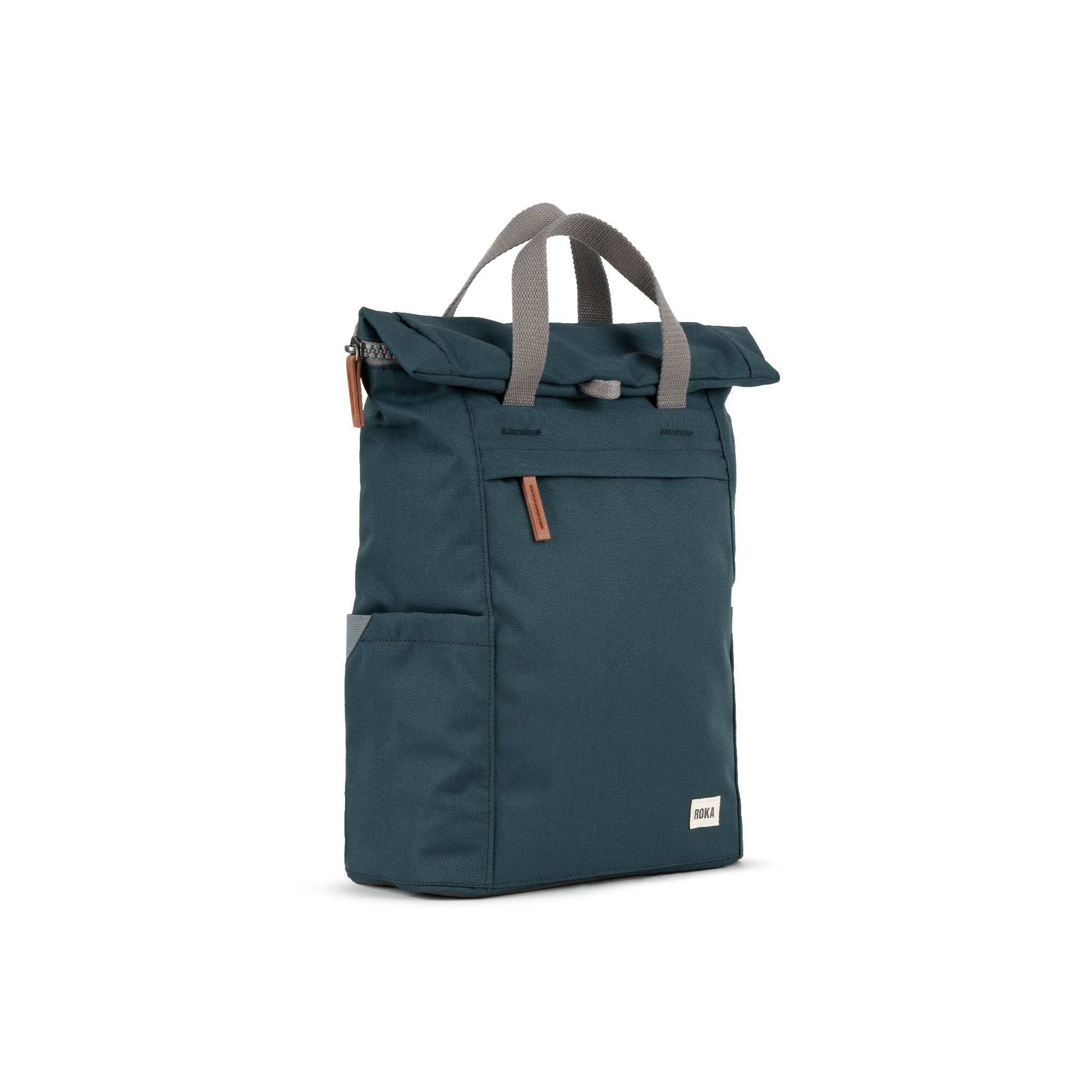 Roka London Finchley Sustainable Canvas Rucksack, Smoke - Image 2