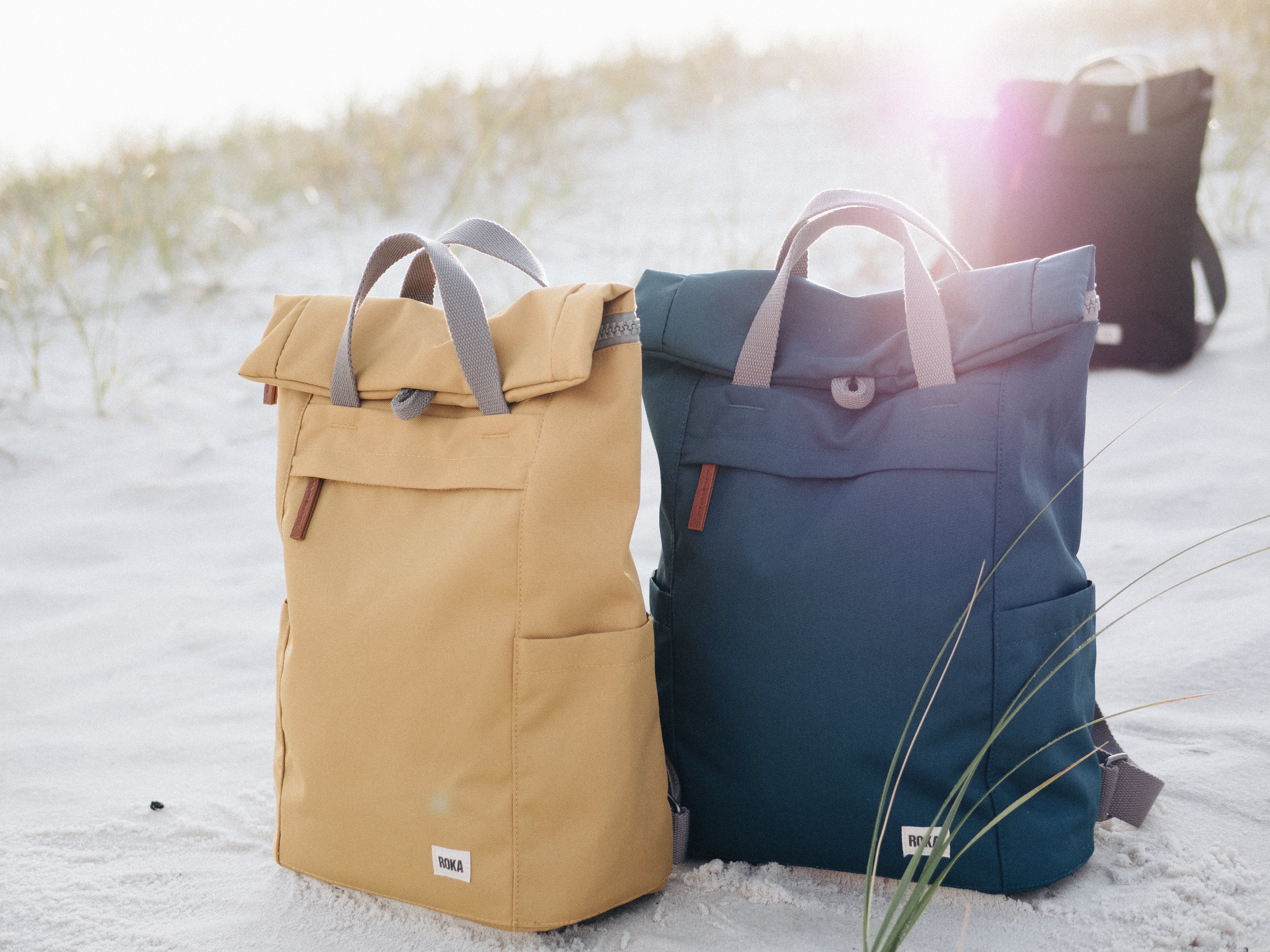 Roka London Finchley Sustainable Canvas Rucksack, Smoke - Image 8