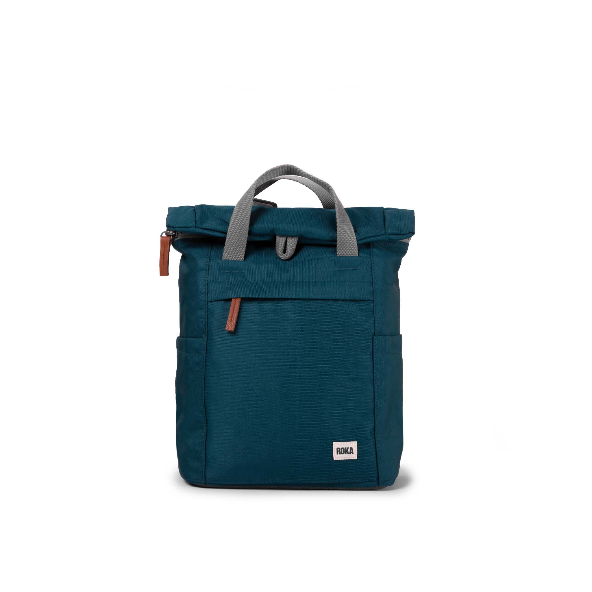 Roka London Finchley Sustainable Canvas Rucksack, Teal - Image 11
