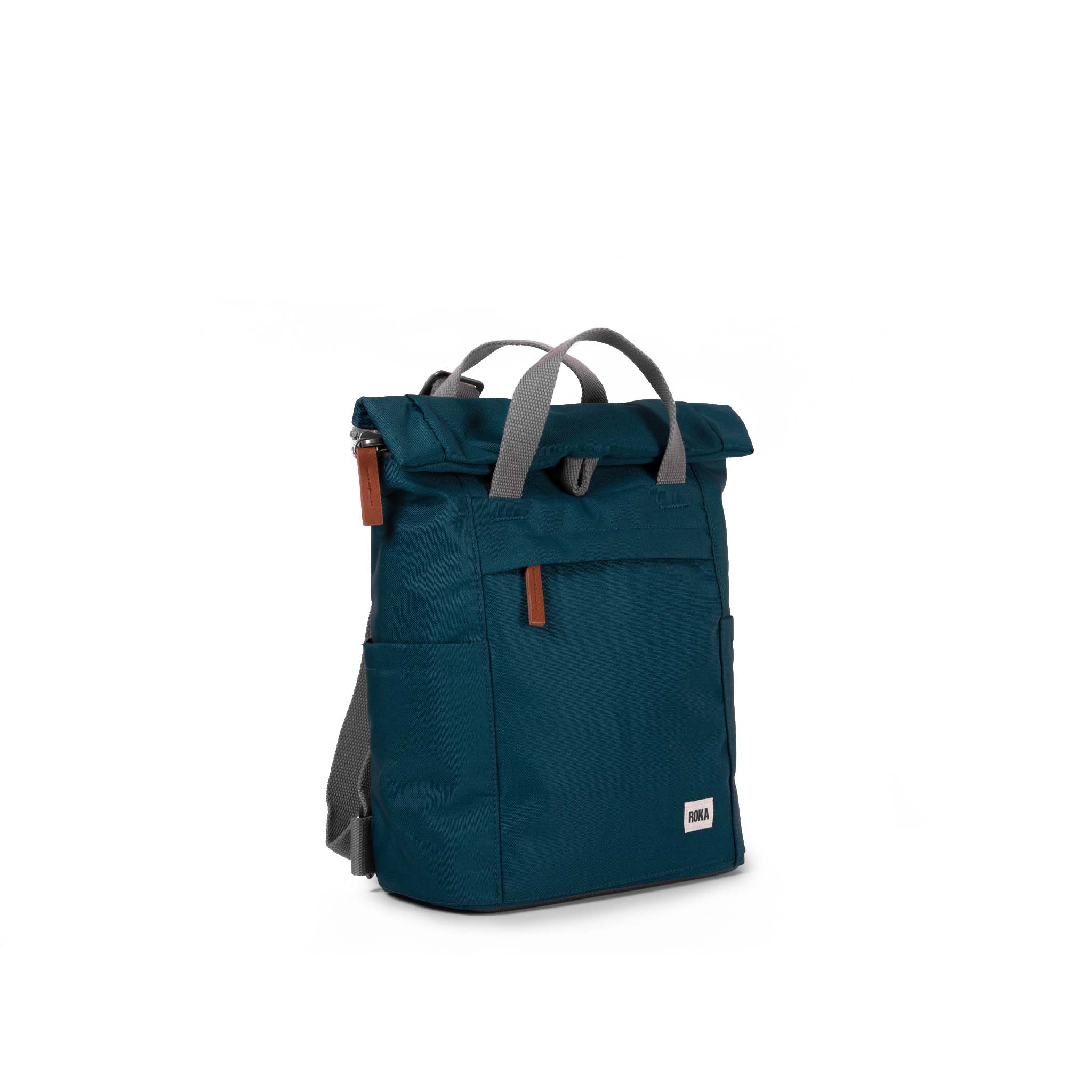 Roka London Finchley Sustainable Canvas Rucksack, Teal - Image 12