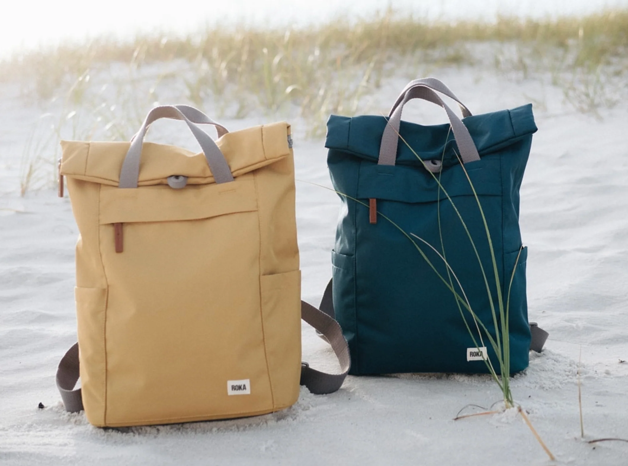 Roka London Finchley Sustainable Canvas Rucksack, Teal - Image 9