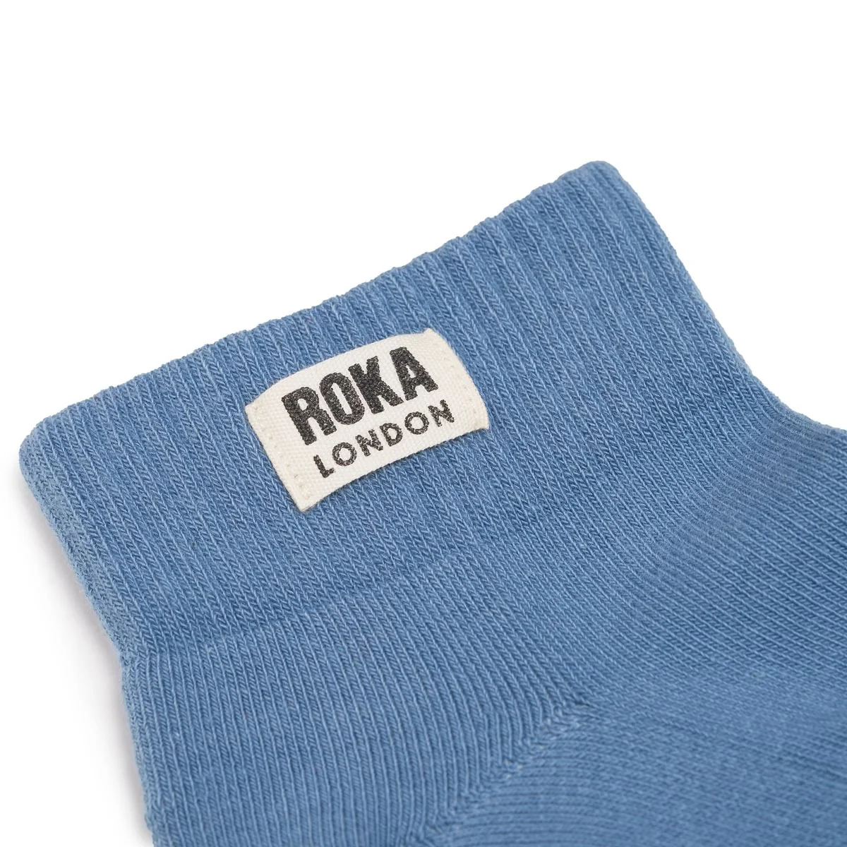 Roka London Wembley Organic Cotton Ankle Socks, Airforce - Image 2