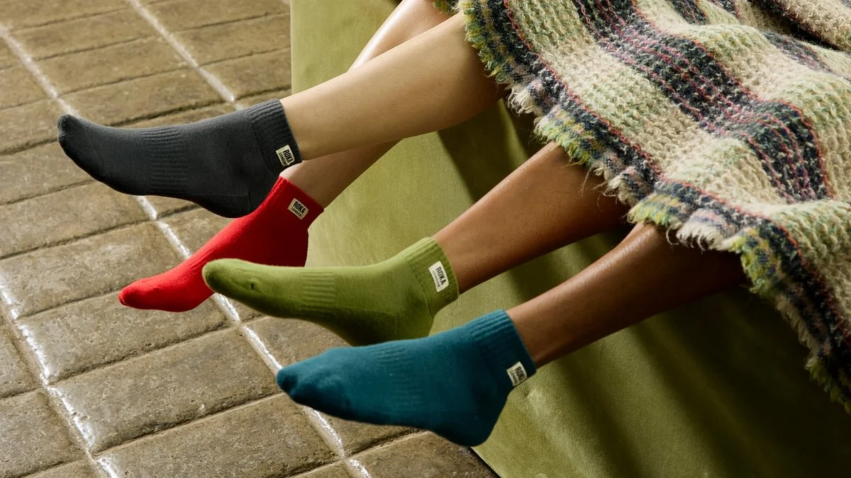 Roka London Wembley Organic Cotton Ankle Socks, Avocado - Image 4