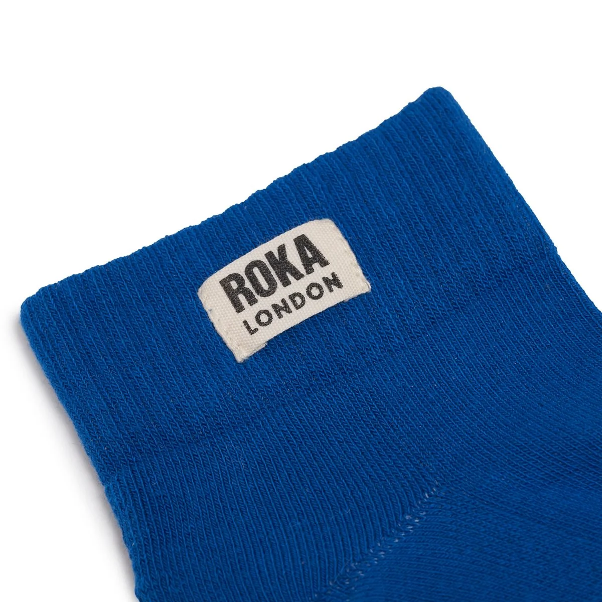 Roka London Wembley Organic Cotton Ankle Socks, Bright Blue - Image 2