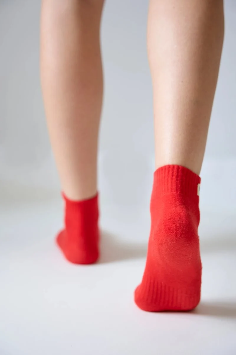 Roka London Wembley Organic Cotton Ankle Socks, Cranberry - Image 5