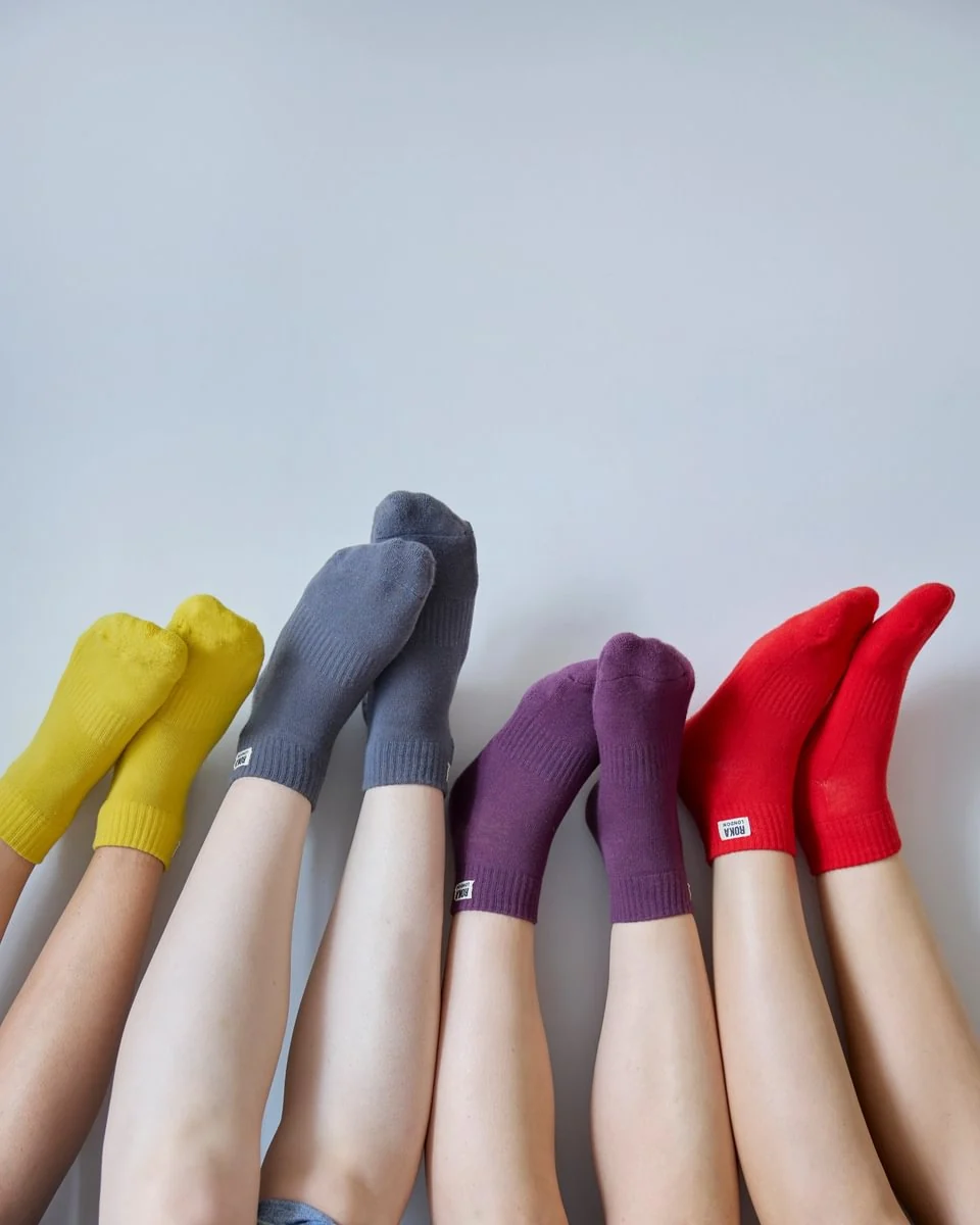 Roka London Wembley Organic Cotton Ankle Socks, Cranberry - Image 6