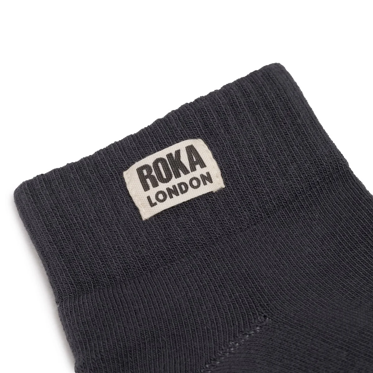 Roka London Wembley Organic Cotton Ankle Socks, Faded Black - Image 2