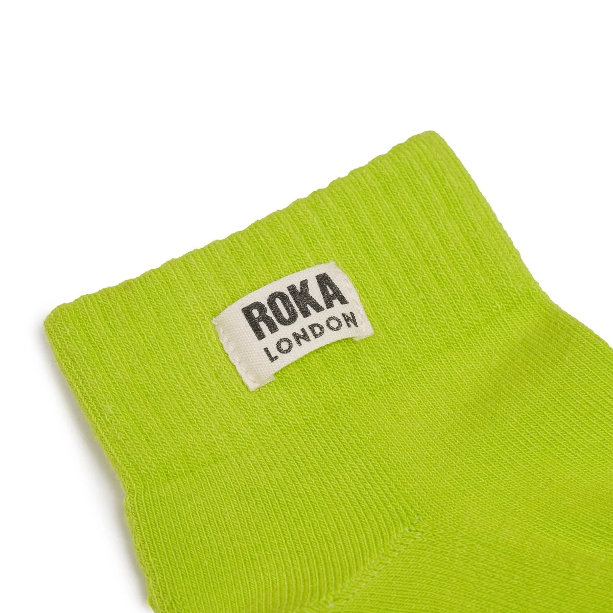 Roka London Wembley Organic Cotton Ankle Socks, Lime - Image 2