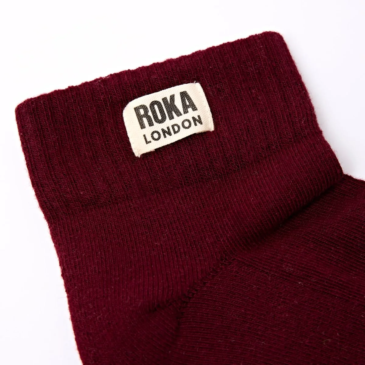 Roka London Wembley Organic Cotton Ankle Socks, Plum - Image 2