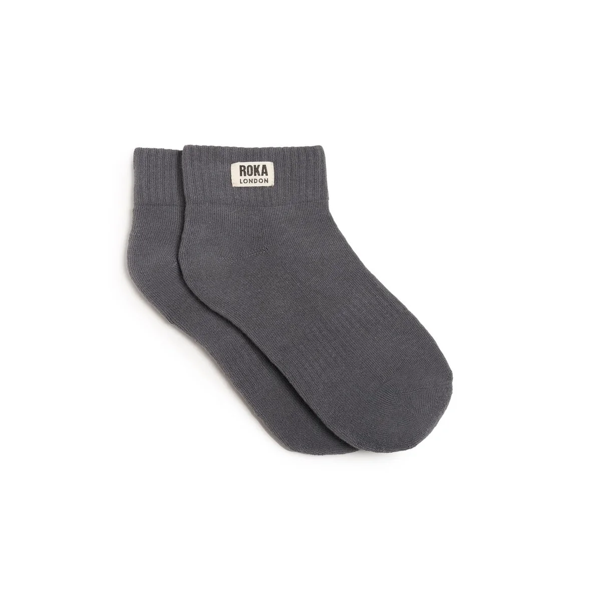 Roka London Wembley Organic Cotton Ankle Socks, Smoke