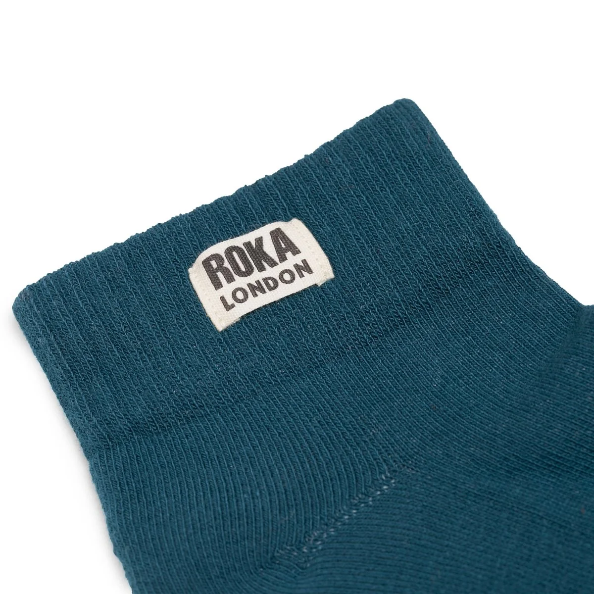 Roka London Wembley Organic Cotton Ankle Socks, Teal - Image 2