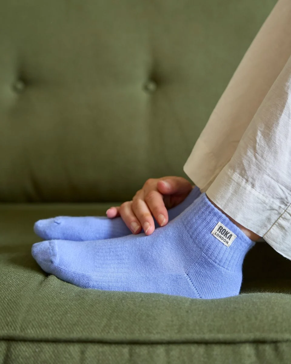 Roka London Wembley Organic Cotton Ankle Socks, Thistle - Image 4
