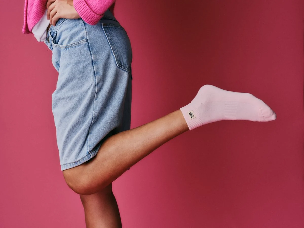 Roka London Wembley Organic Cotton Ankle Socks, Transcendent  Pink - Image 4